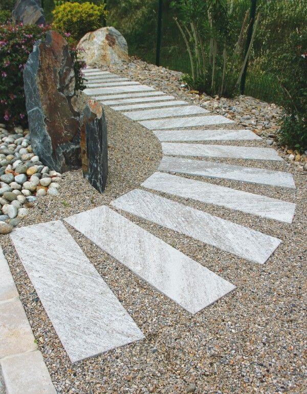 Allée de jardin de pierre en pierre naturelle via Pinterest