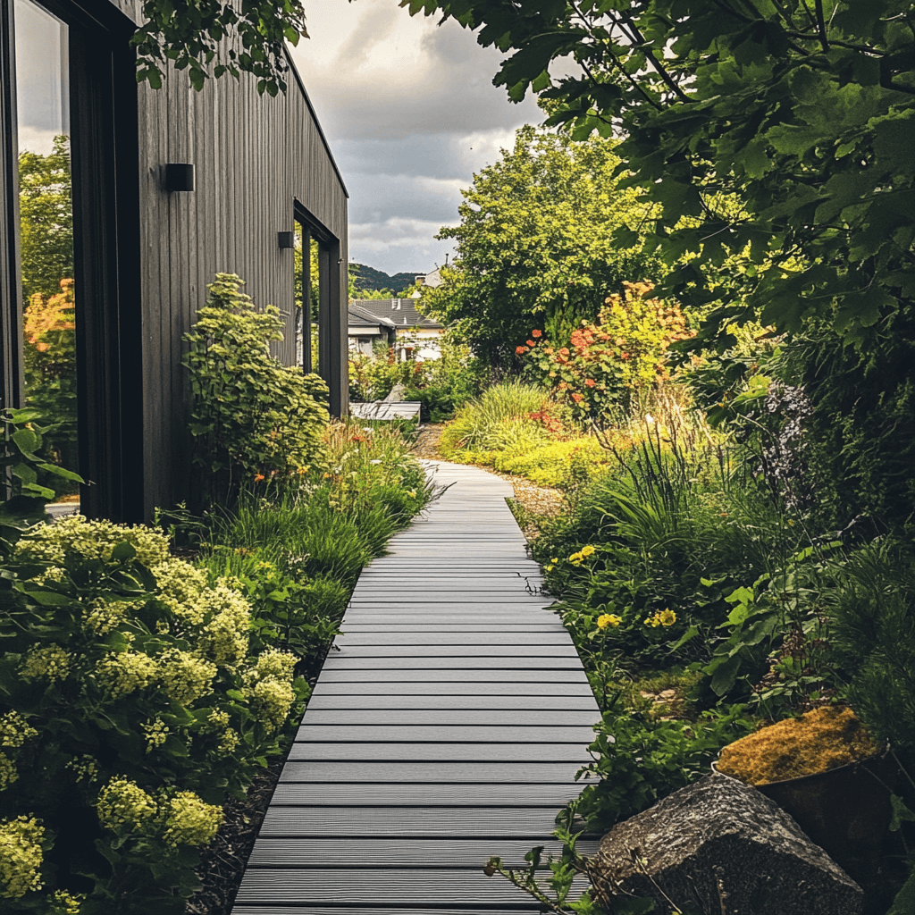 Allée de jardin en bois composite teinte dune Mister composite