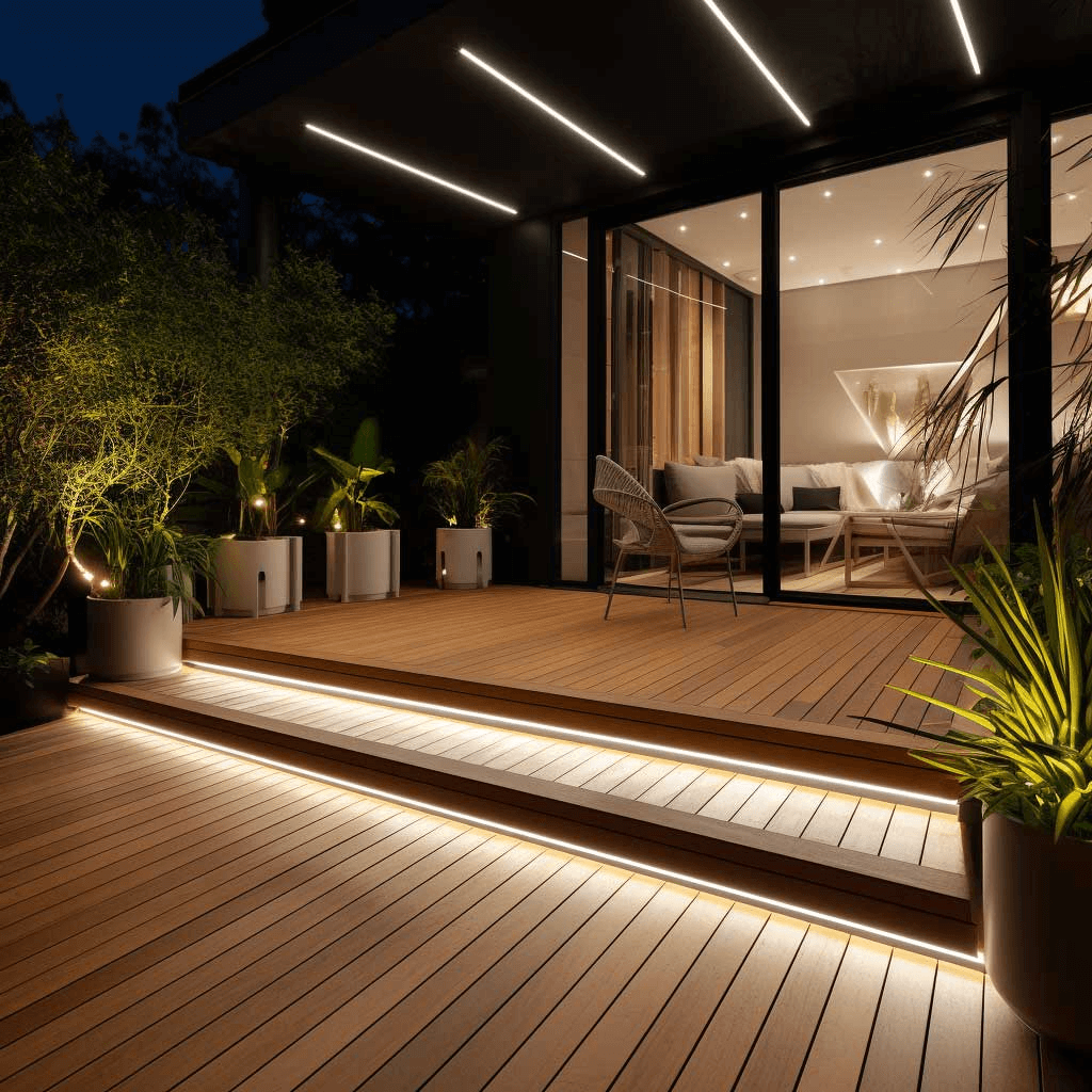 Terrasse éclairée