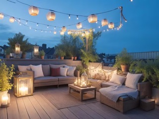 Terrasse composite avec éclairage