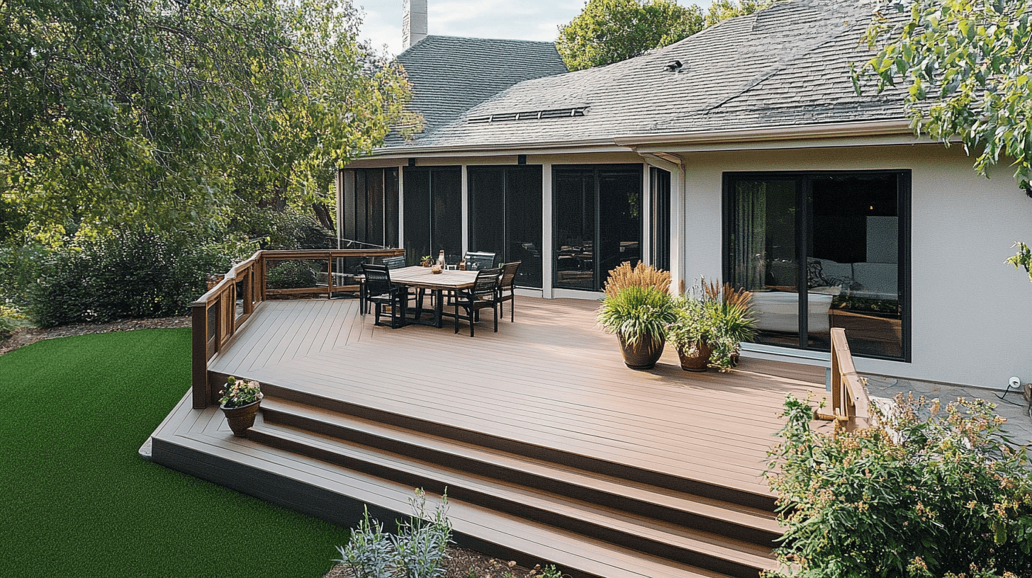 Terrasse en bois composite teinte Sunset de chez Mister Composite