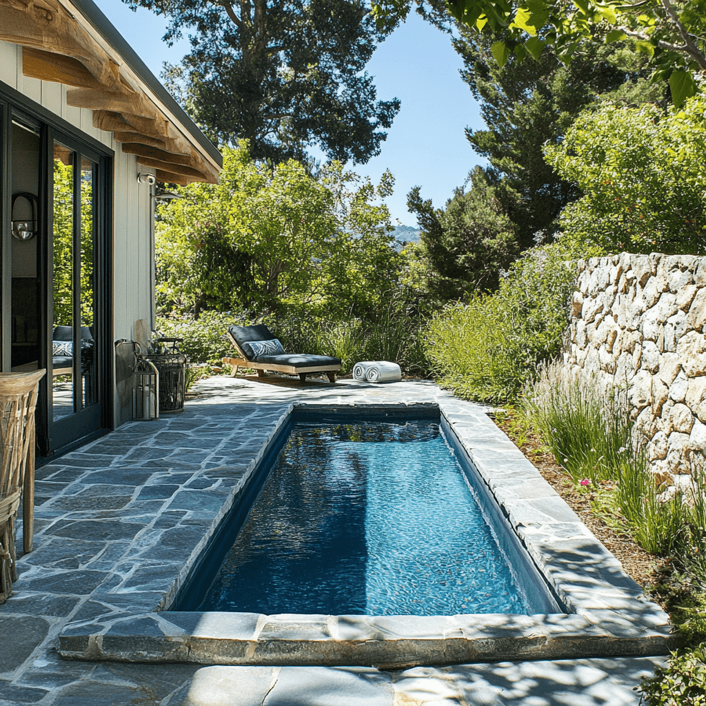 Piscine avec revêtement en pierre via Pinterest