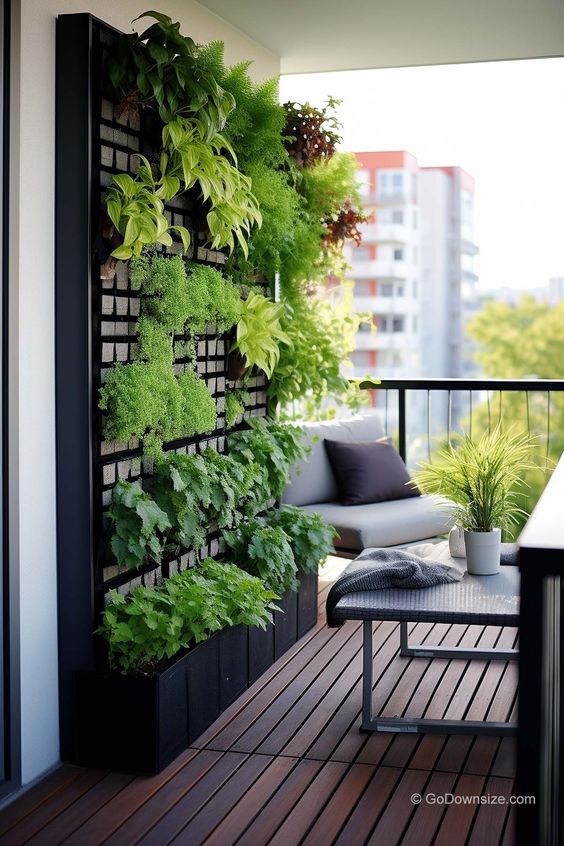 Jardin vertical sur terrasse d'appartement 